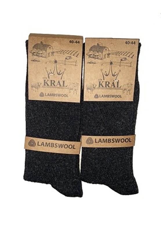 Erkek Siyah Kışlık Lambswool Çorap