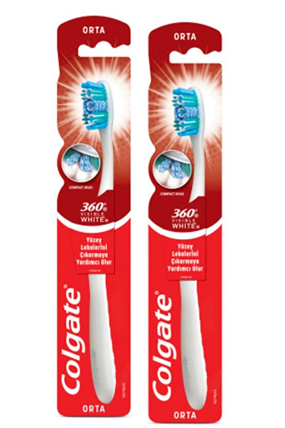 360 Visible White Beyazlatıcı Orta Diş Fırçası X2 Adet