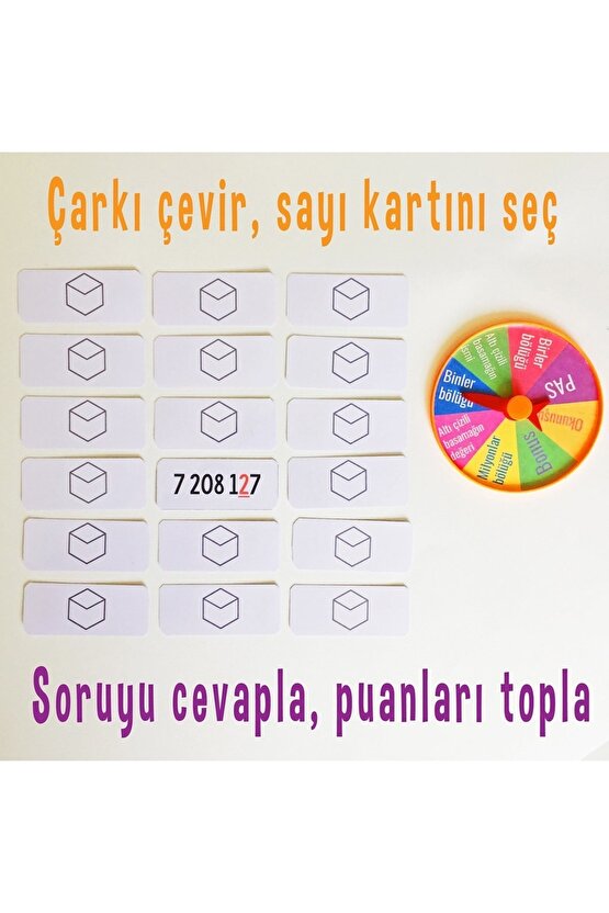 Basamak Kavramı Çark Oyunu - Matematik 5. Sınıf Işlem Eğlenceli Eğitici Akıl Zeka Mantık Oy