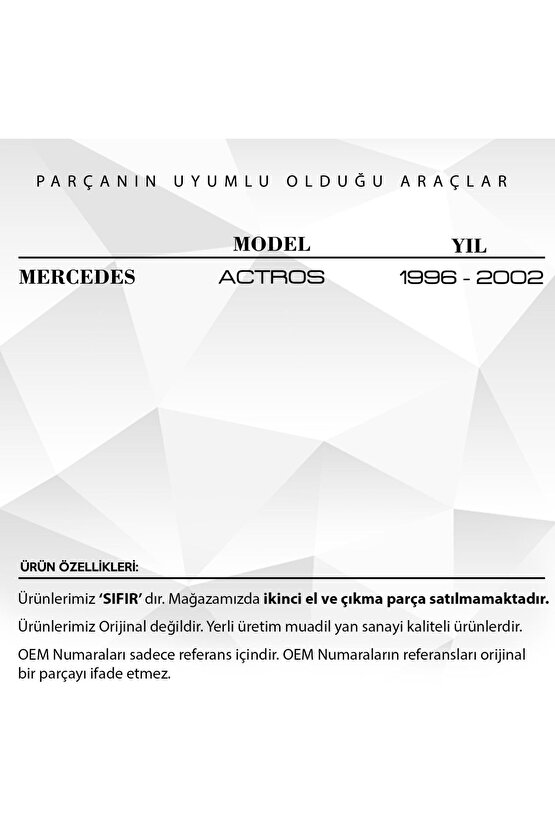 Mercedes Actros Için Kabin Açma Teli