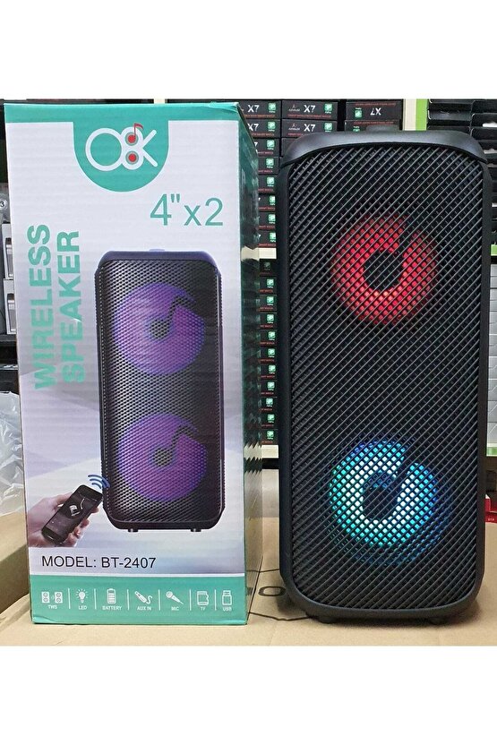 Bluetooth Hoparlör Led Işıklı Sd Kart Fm Usb Ve Mikrofon Girişi Tws Özellikli Speaker