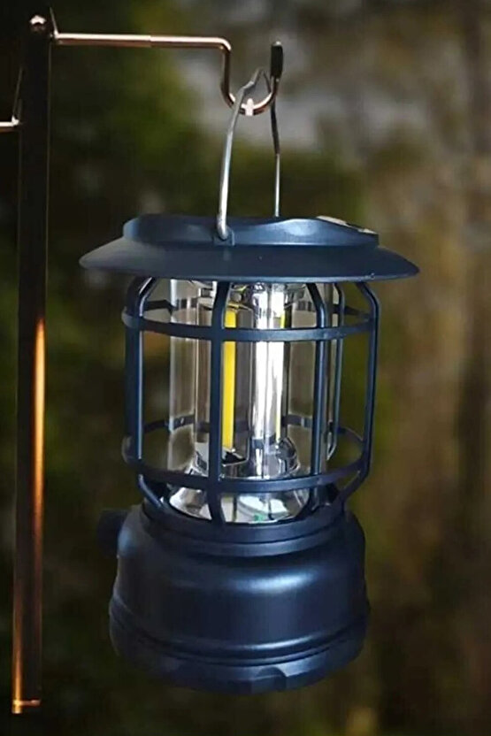 Güneş Enerjili ve USB Şarjlı LED Kamp Lambası - Portatif El Feneri Gece Lambası Kamp Işığı