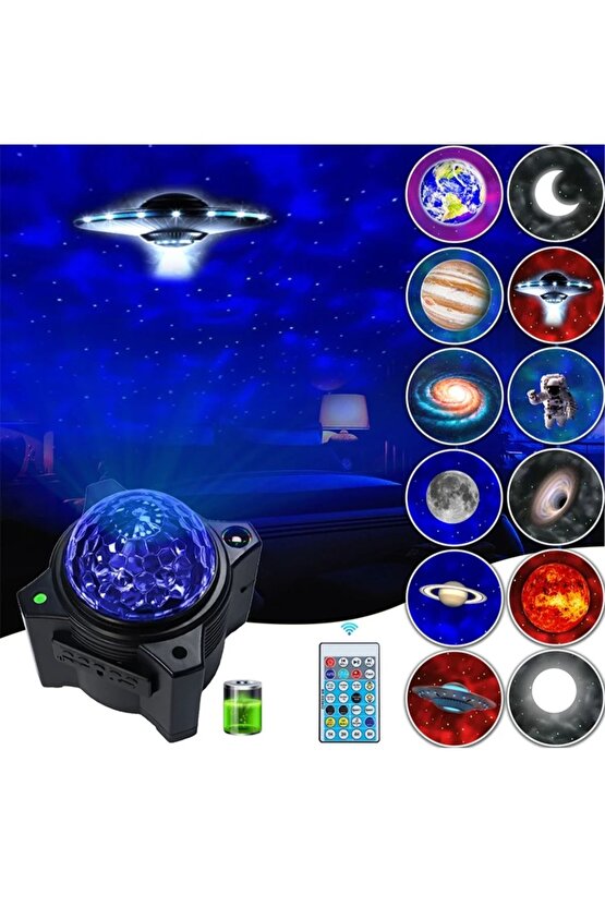 Stary Projector Light Bluetooth Hoparlör Tavan Duvar Ambians Işıklandırma