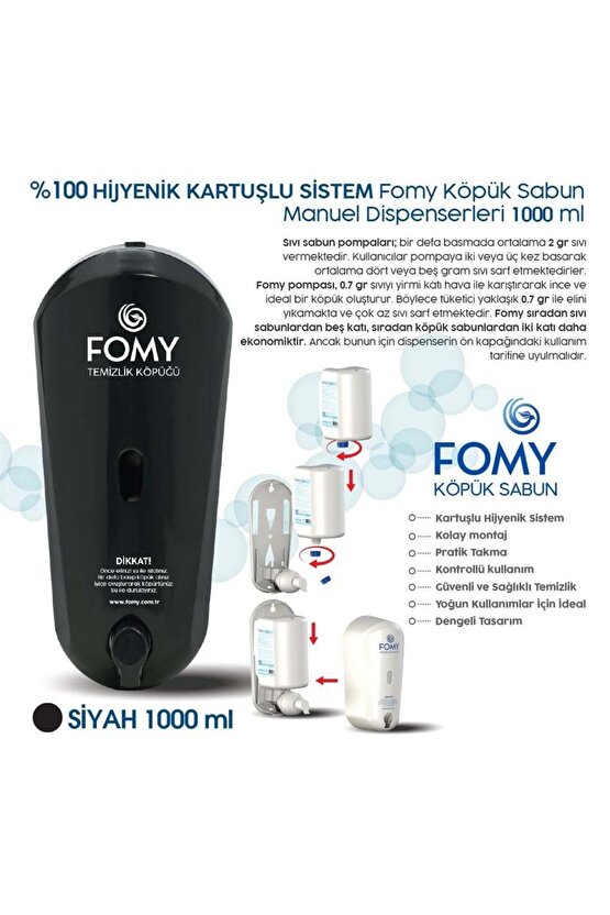 Köpük Sabun Siyah Dispenser 1000 ml