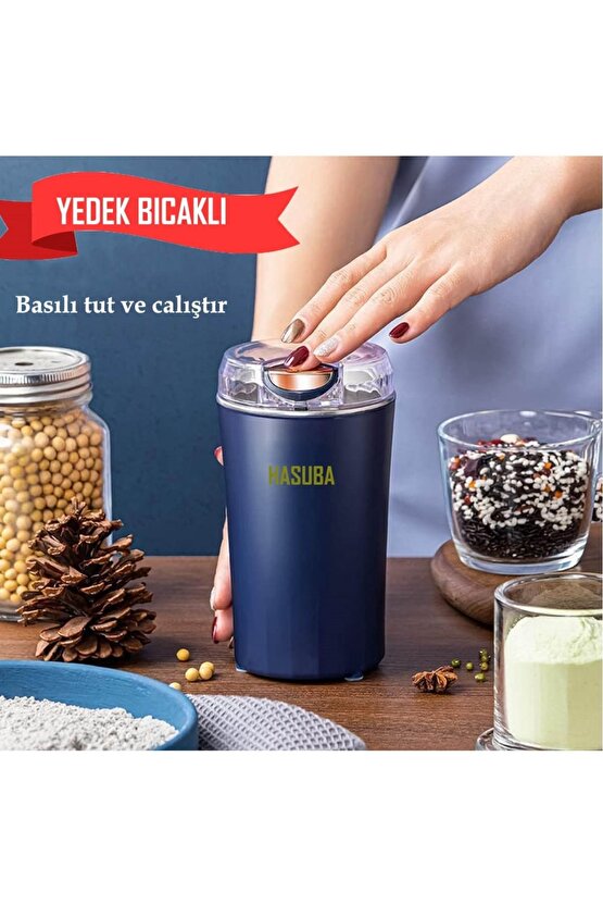 Kahve ve Baharat Öğütücü Paslanmaz Çelik Kahve Değirmeni Elektrikli Öğütücü (YEDEK BIÇAK HEDİYELİ)