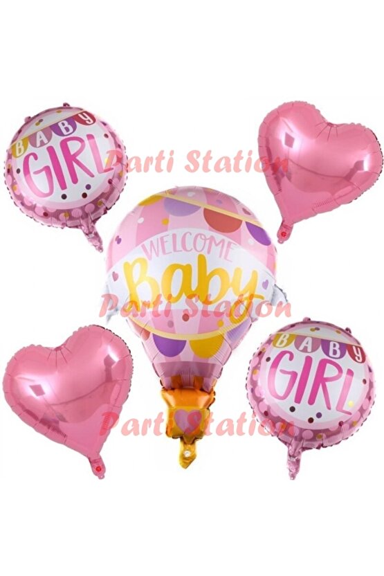 Hello Welcome Baby Folyo Balon Baby Shower Parti Hoşgeldin Bebek Erkek ve Kız Bebek Konsept Set