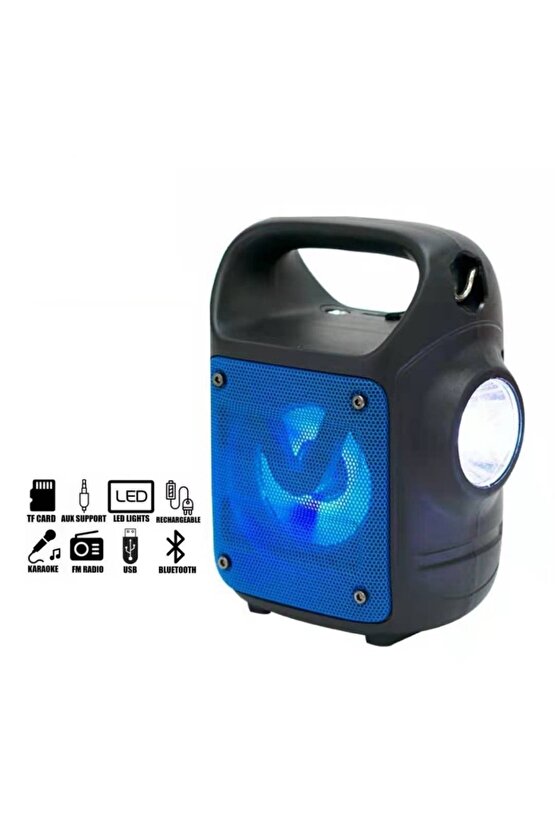 Bluetooth Speaker Kablosuz Hoparlör Led Işıklı Fm Radyolu Sd Kart ve Usb Girişli 5w Şarjlı Hoparlör