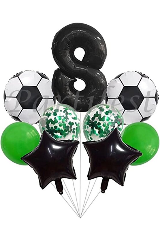 Futbol Konsept 8 Yaş Balon Set Maç Konsept Doğum Günü Set Yaş Balon Set