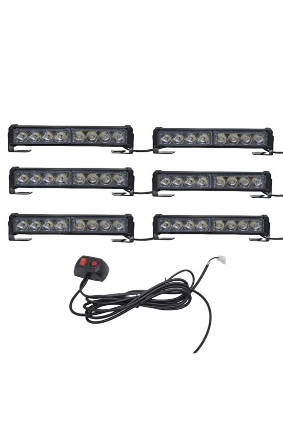 6lı 48 Led Çakar Lamba Mavi-beyaz-kırmızı 12-30v  Lapa545