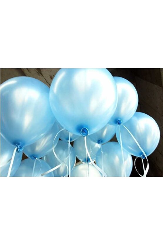 Metalik Mavi Balon 12  Inç Açık Mavi Renk 25 Adet