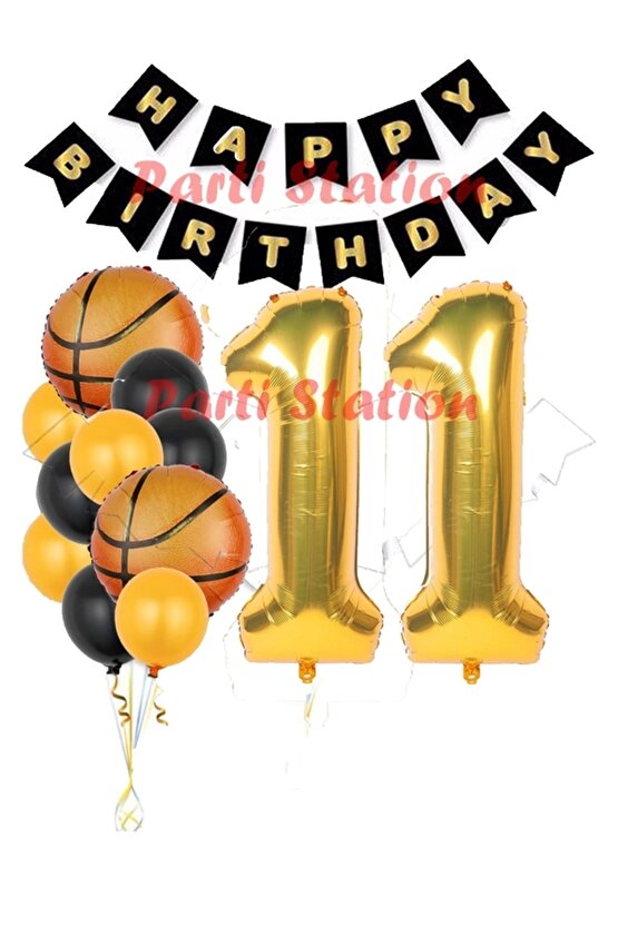 Basketbol Konsept 11 Yaş Balon Set Basketbol Tema Doğum Günü Balon Seti