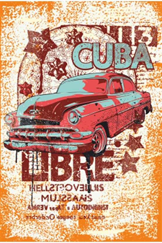 Küba Havana Klasik Araba Retro Ahşap Poster