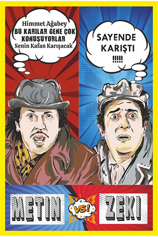 Köyden Indim Şehire Zeki Metin Yeşilçam Pop Art Retro Ahşap Poster