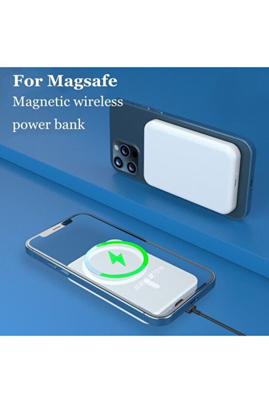 Manyetik Kablosuz Şarj Güç Bankası Iphone 13 Pro Max 12 Uyumlu 4000 Mah Powerbank