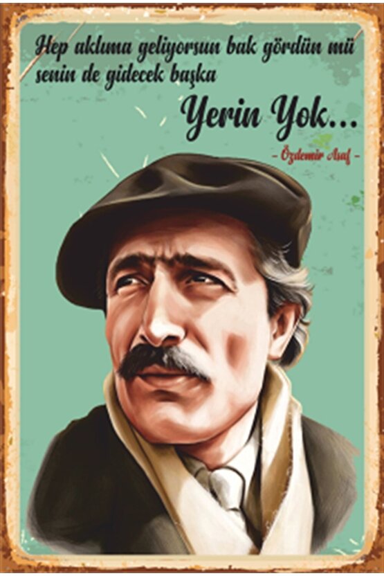 Özdemir Asaf Yerin Yok Retro Ahşap Poster