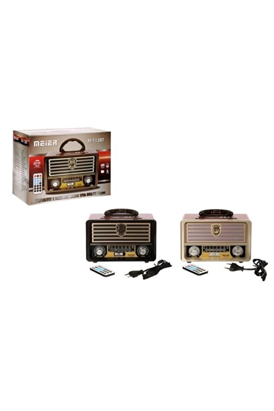 M-113bt Nostaljik Retro Ahşap Bluetooth Hoparlör Fm Radyo