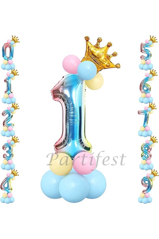 Unicorn Konsept 1 Yaş Rakam Balon Karşılama Seti Doğum Günü Parti Seti