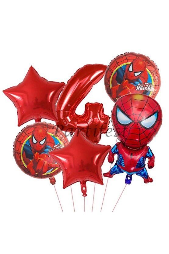Spiderman Örümcek Adam 4 Yaş Balon Set Balon Folyo Set Spiderman Konsept Doğum Günü Set Yaş Balon