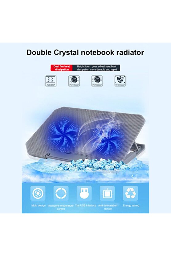 Laptop Soğutucu Fan Cooling Pad Notebook Altlığı Çift Fanlı