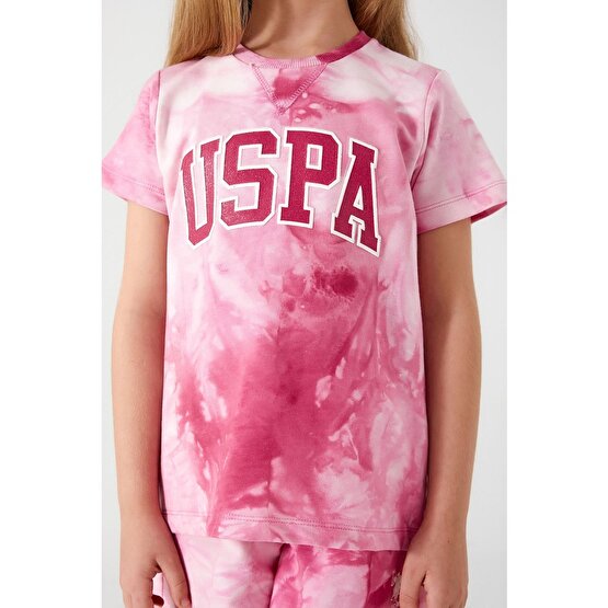 U.s. Polo Assn Pink Font Detail Açık Beyazkız Çocuk Şort Takım