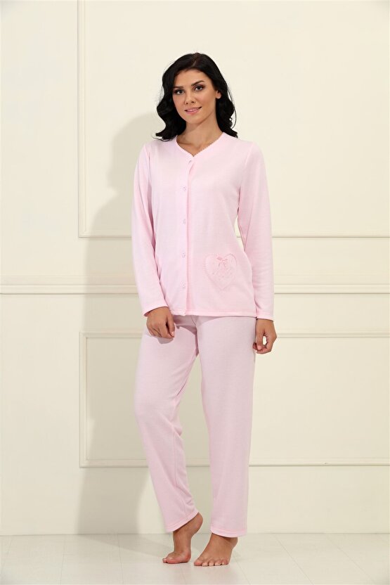 4 Düğmeli Uzun Kol %100 Pamuk Ekstra Soft Pijama Takımı 98044