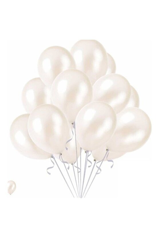 Metalik Balon 12 Inç Beyaz Renk 25 Adet