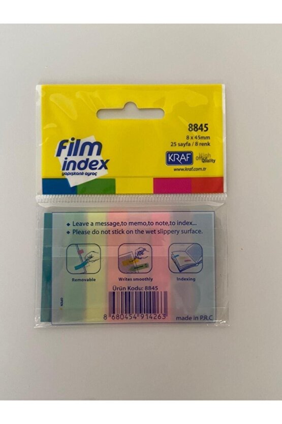 Film Index Şeffaf Plastik Ayraç 8 Renk X 25 Sayfa 8845 5li Set