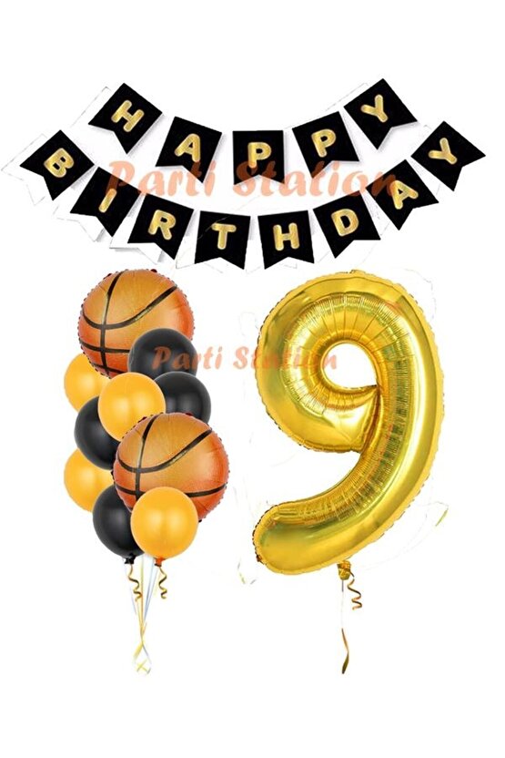Basketbol Konsept 9 Yaş Balon Set Basketbol Tema Doğum Günü Balon Seti