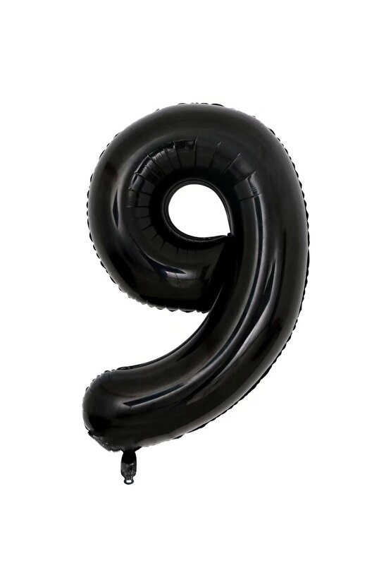 Siyah Rakam Balon Folyo 9 Yaş Rakam Balon 76cm (34 Inc Helyum Uyumlu)