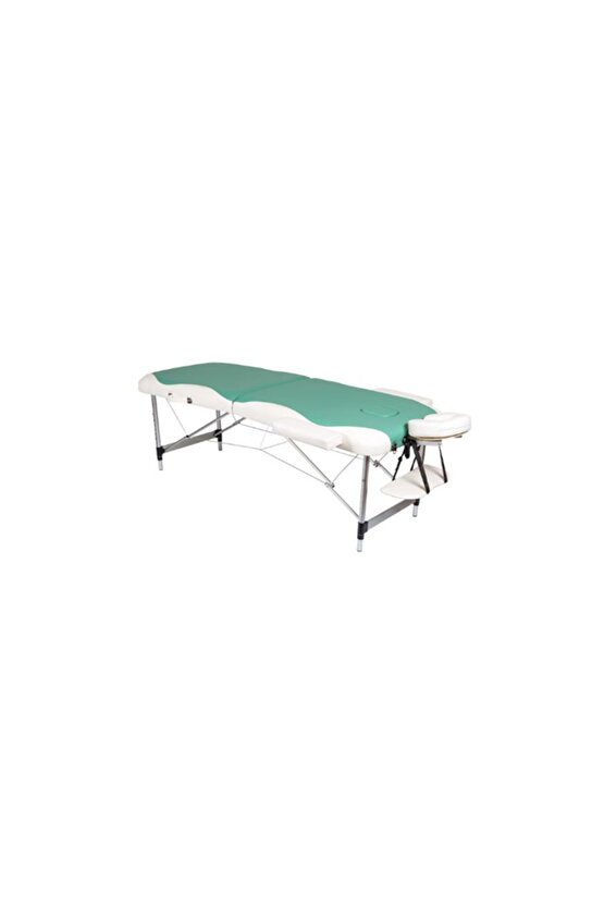 Alüminyüm Ayaklı Masaj Masası, Katlanabilir, Yeşil - Beyaz
