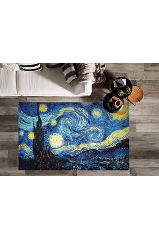 Van Gogh Yıldızlı Geceler Sanatsal Dijital Halı