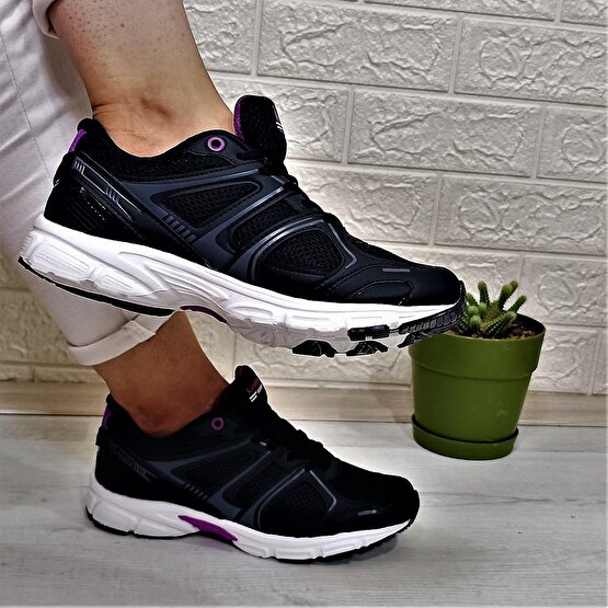 Kinetix Arıon Siyah-Mor-Beyaz Fuspetli Athletic Koşu Spor Ayakkabı