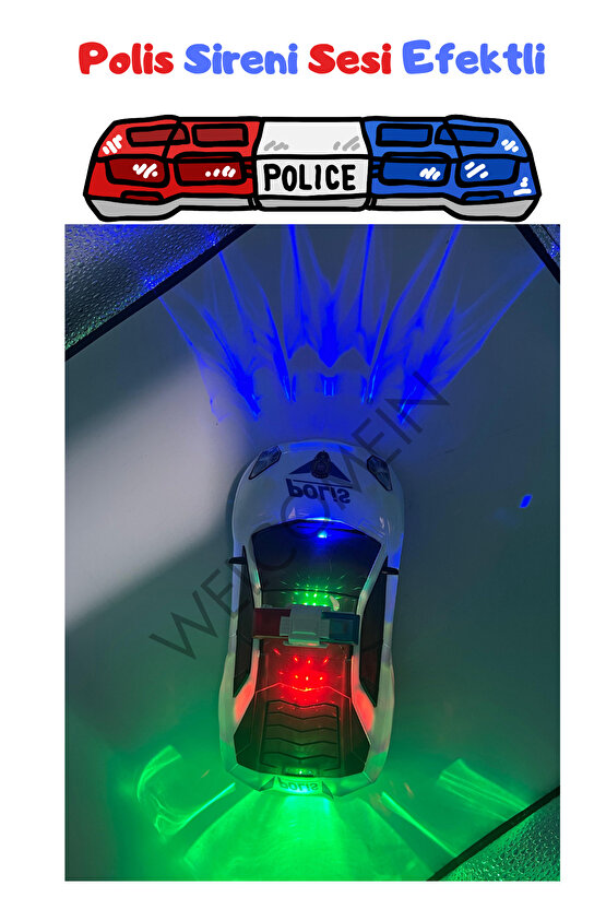 Oyuncak Otoyol Kahramanı Pilli Sesli ve 3D Işıklı Çarp-Dön Özellikli Polis Arabası