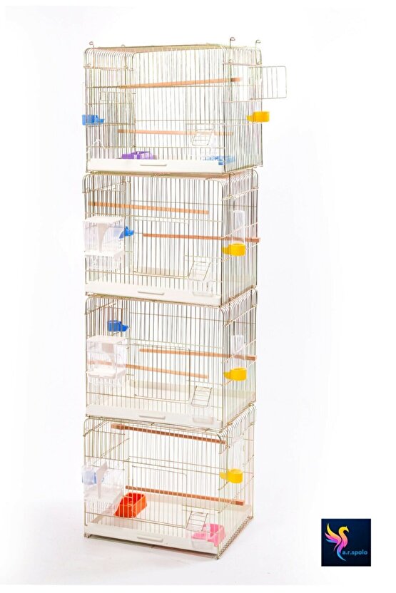 Papağan Ve Muhabbet Kuşu Üretim Kafesi Ful Set 45*35*40 Izgaralı Tavalı
