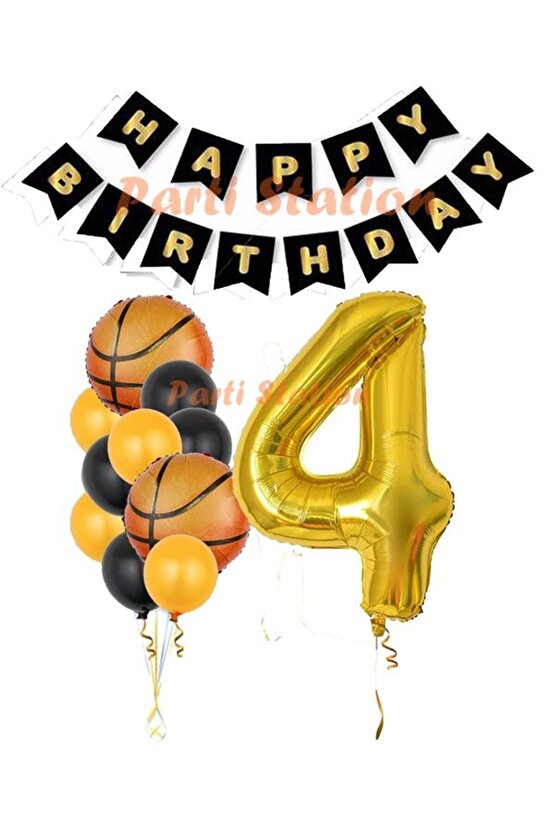 Basketbol Konsept 4 Yaş Balon Set Basketbol Tema Doğum Günü Balon Seti
