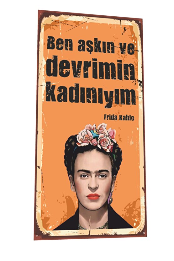 Ben Aşkın Ve Devrimin Kadınıyım Mini Retro Ahşap Poster