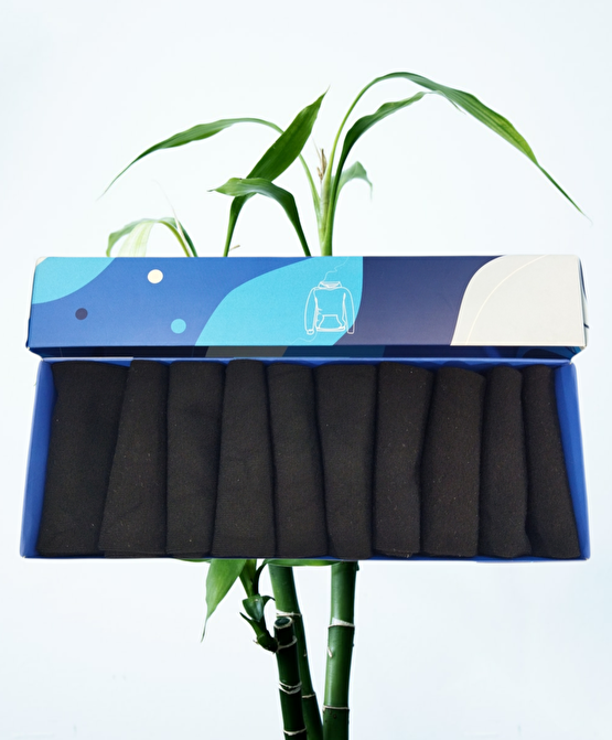 Erkek 10lu Set Dikişsiz Bambu Siyah Patik Çorap Kutusu