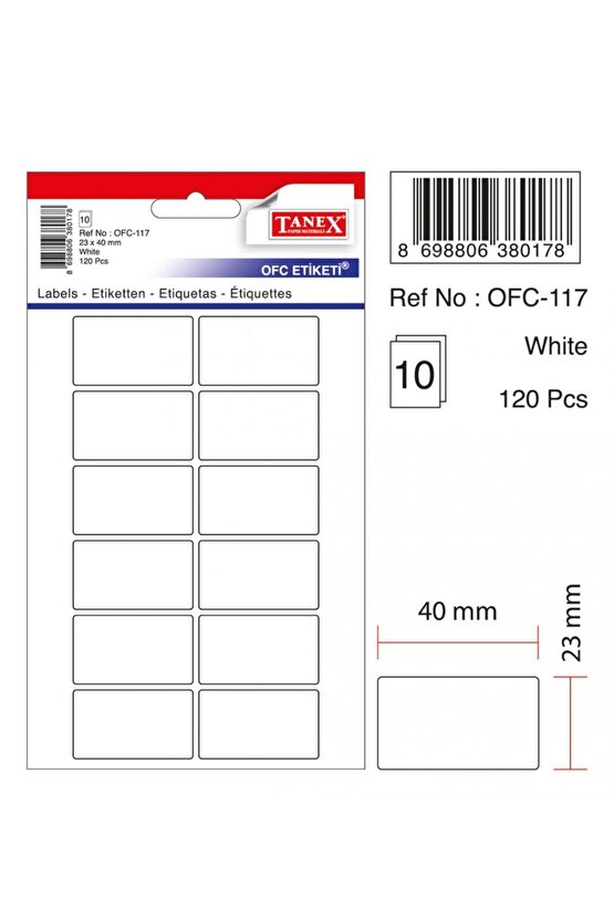 Beyaz Etiket Ölçü : 40×23 Mm Ofc-117