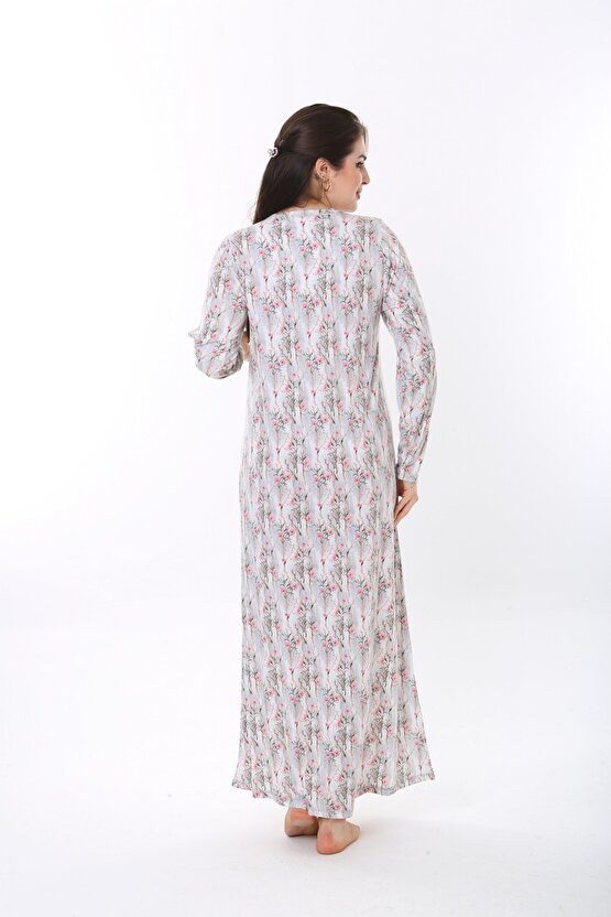 Kadın Bambu Uzun Ev Elbisesi Gecelik 72714