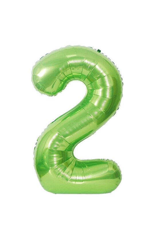 2 Yaş Yeşil Renk Rakam Folyo Balon 2 Iki Rakam Yeşil Renk Helyum Uçan Folyo Balon 100 Cm Rakam Balon