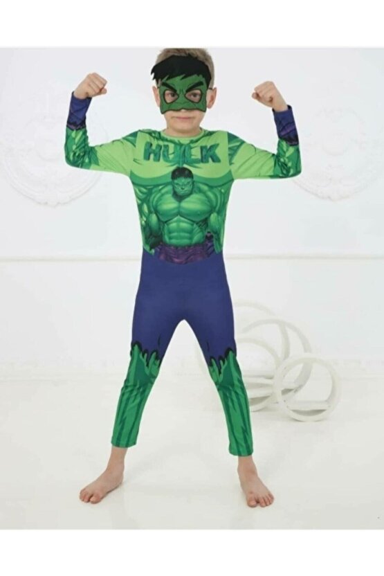 Unisex Çocuk Yeşil Hulk Kostüm