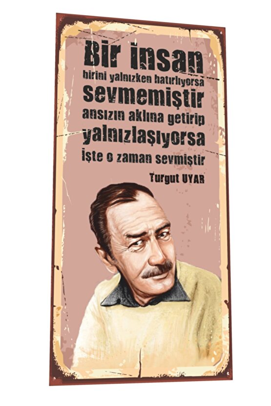 Turgut Uyar Mini Retro Ahşap Poster