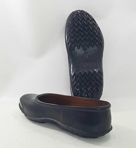 Ak Plastik Galoş Siyah İçi Astarlı Bayan Lastik Mest Ayakkabı