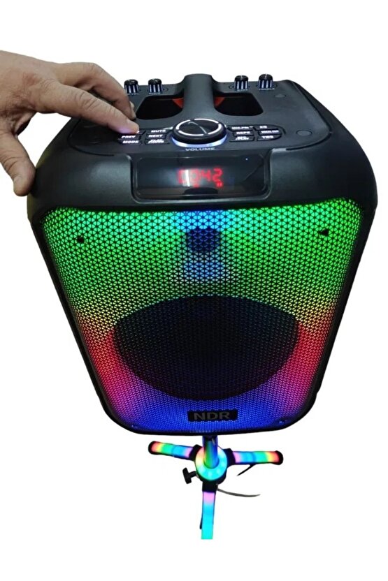 MİKROFONLU BLUETOOTH HOPARLÖR LED IŞIKLI TAŞINABİLİR ŞARJLI SES SİSTEMİ TF KART USB FM RADYO 1600W