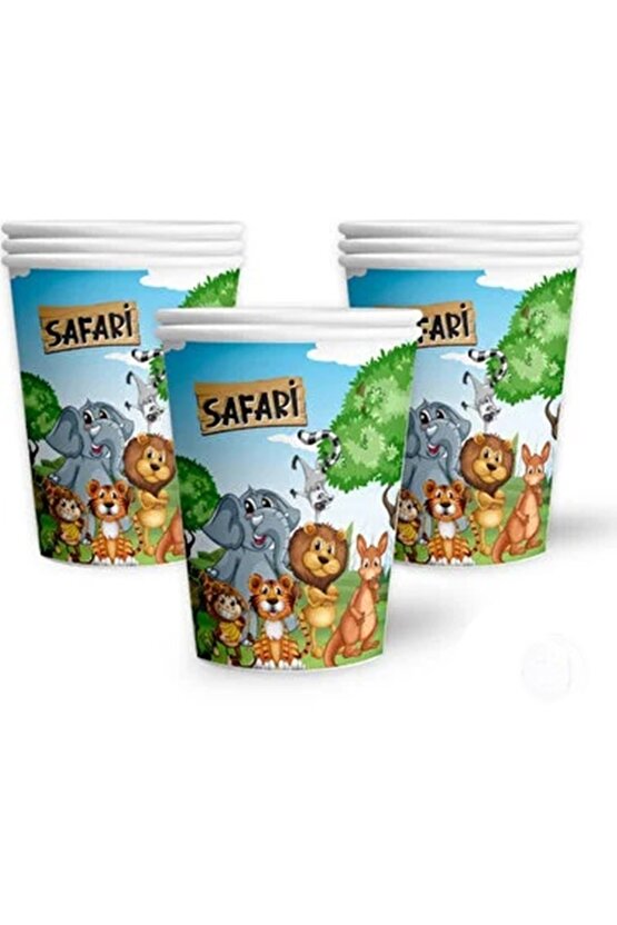 Safari Kağıt Bardak 8 Adet Safari Konsept Doğum Günü Parti Malzemeleri