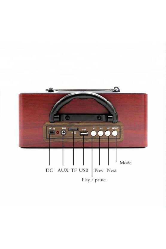 M-115bt Nostaljik Radyo Sd Usb Aux Mp3 Çalar Bluetooth Hoparlör Ahşap Retro Radyo