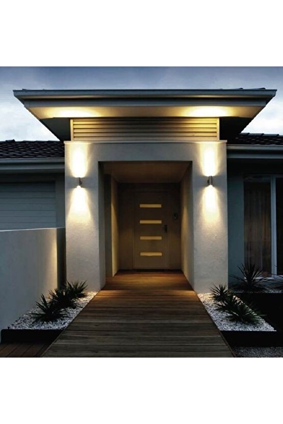 Beyaz Işık Ledli Modern Tasarım Çift Yönlü İç ve Dış Mekan Aplik, Bahçe, Balkon, Kamelya Teras Aplik