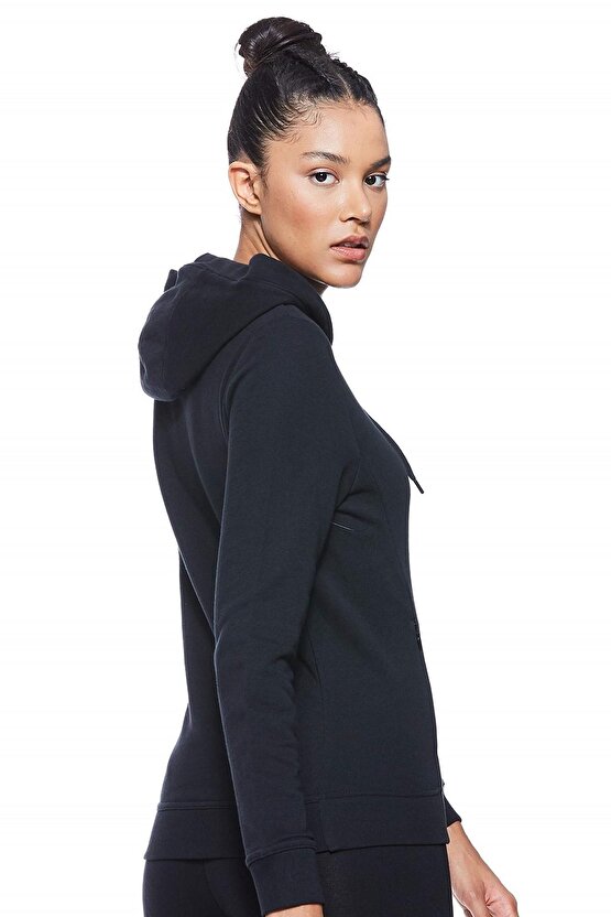 Sportswear Full Zip Hoodie Kapüşonlu Fermuarlı Cepli ince Sweatshirt Siyah