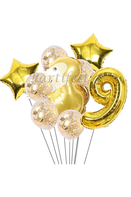 Orman Hayvanları Sincap 9 Yaş Balon Set Balon Folyo Set Konsept Sincap Doğum Günü Set Yaş Balon