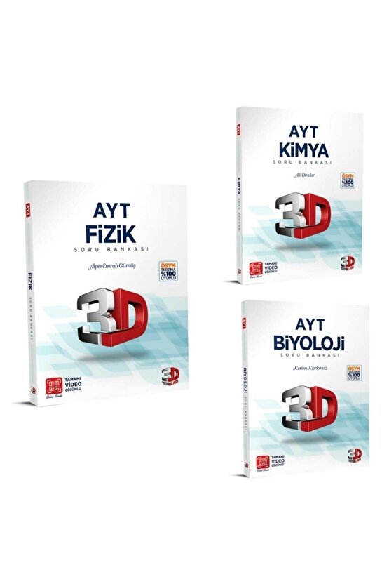 2022 Yeni 3d Ayt Kimya Fizik Biyoloji 3lü Set